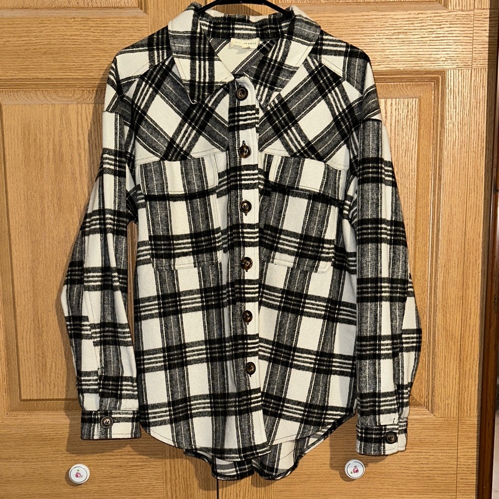PacSun L.A. Hearts Black and White Plaid Shirt Shacket